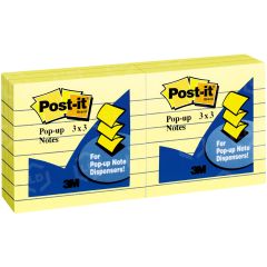 Post-it Pop-up Refill Note - 6 per pack - 3" x 3" - Yellow