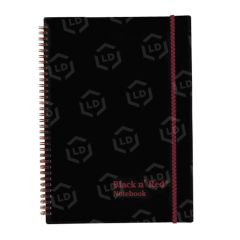 John Dickinson Black n' Red Twinwire Wirebound Notebook - 70 Sheet - Ruled - Letter - 8.50" x 11"
