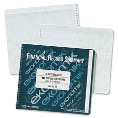 Ekonomik Wirebound Check Registers Accounting System - 40 Sheets - Wire Bound - 8.75" x 10"