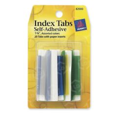 Avery Self-Adhesive Index Tab - 20 / Pack - Assorted Tab