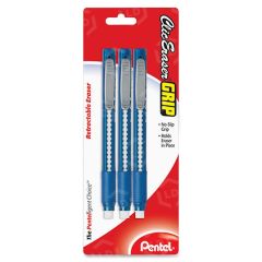 Pentel Clic Eraser Retractable Pen-Shaped Eraser - 3 per pack