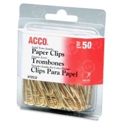 Acco Gold Tone Paper Clips - 50 per pack