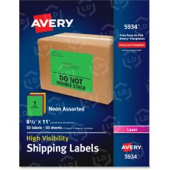 Avery 11" x 8.50" Rectangle High-Visibility Shipping Labels (Laser) - 50 per pack