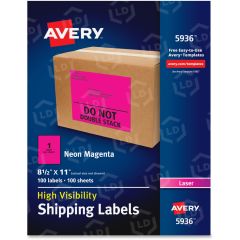 Avery 11" x 8.50" Rectangle High-Visibility Shipping Labels (Laser) - 100 per box