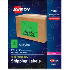 Avery 11" x 8.50" Rectangle High-Visibility Shipping Labels (Laser) - 100 per box