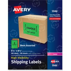 Avery 8.50" x 5.50" Rectangle High-Visibility Shipping Labels - 200 Per Box
