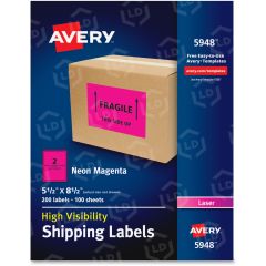 Avery 8.50" x 5.50" Rectangle High-Visibility Shipping Labels (Laser) - 200 per box