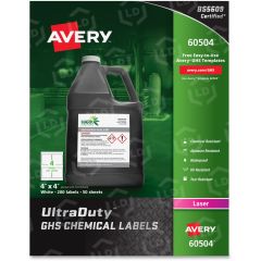 Avery 4" x 4" Round UltraDuty GHS Chemical Labels (Laser) - 200 per box