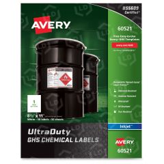 Avery 8.50" x 11" Rectangle GHS Chemical Container Labels (Inkjet) - 50 per box