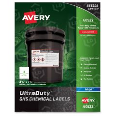 Avery 4.75" x 7.75" Rectangle GHS Chemical Container Labels (Inkjet) - 100 per box