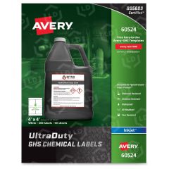 Avery 4" x 4" Square GHS Chemical Container Labels (Inkjet) - 200 per box