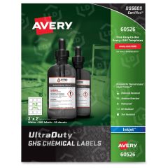 Avery 2" x 2" Rectangle GHS Chemical Container Labels (Inkjet) - 600 per box