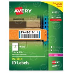 Avery 3.25" x 8.38" Rectangle Durable ID Labels (Laser) - 150 per box