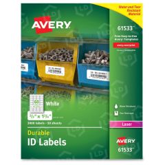 Avery 0.67" x 1.75" Rectangle Durable ID Labels (Laser) - 50 Sheet