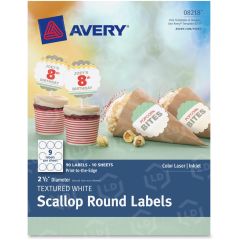 Avery 2.50" Round Textured Labels (Scallop) - 90 per pack