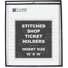 C-Line Products Shop Ticket Holders, Stitched, Both Sides Clear, 15 x 18, 25/BX - 25 per box