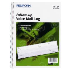 Rediform Follow-Up Voice Mail Log Book - 500 Sheets - Wire Bound - 10.62" x 8"