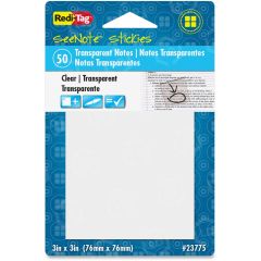 Redi-Tag SeeNote Stickies Neon Transparent Notes - 1 pad - 3" x 3" - Clear