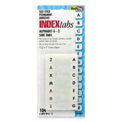 Redi-Tag Permanent Alphabetical Tab Indexes - 104 per pack - White Tab