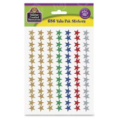 Teacher Created Resources Valu-Pak Foil Stars Sticker - 686 per pack