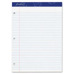 Ampad Perforated 3HP Ruled Double Sheet Pads - 100 sheets per pad - Letter - 8.50" x 11" - White