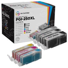 Compatible Canon PGI250XL and CLI251XL: 1 Pigment Bk PGI250XL and 1 Each of CLI251XL Bk, C, M, Y, G (Set of Ink)