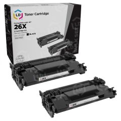 2 Pack HP 26X High Yield Black Compatible Toner Cartridges