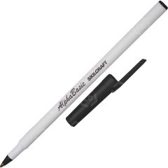 Skilcraft Alpha Basic Round Barrel Stick Pen, Black - 12 Pack