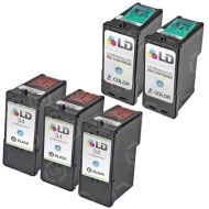 Inkjet Supplies for Lexmark Printers - Remanufactured Bulk Set of 5 Ink Cartridges 3 Black Lexmark 34 (18C0034) and 2 Color Lexmark 35 (18C0035)