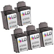 Inkjet Supplies for Lexmark Printers - Remanufactured Bulk Set of 5 Ink Cartridges 3 Black Lexmark 50 (17G0050) and 2 Color Lexmark 20 (15M0120)