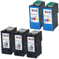 Inkjet Supplies for Dell Printers - Remanufactured Bulk Set of 5 Ink Cartridges 3 Black Dell MW175 (310-8386) and 2 Color Dell MW174 (310-8387)