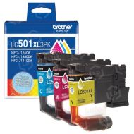 OEM Brother LC501XL 3-Pack High Yield Cyan Magenta and Yellow Ink Cartridges