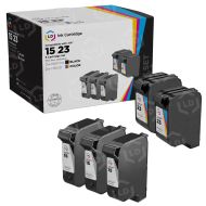Inkjet Supplies for Hewlett Packard (HP) Printers - Remanufactured Bulk Set of 5 Ink Cartridges 3 Black HP 15 (C6615DN) and 2 Color HP 23 (C1823D)