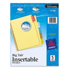 Avery WorkSaver Big Tab Insertable Divider - 5 per set