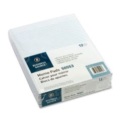 Business Source Memorandum Pad - 12 per dozen - Narrow Ruled - Letter - 8.50" x 11"