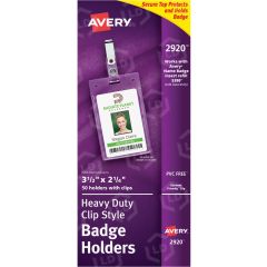 Avery&reg; Heavy-Duty Badge Holders - Secure Top - Clip Style