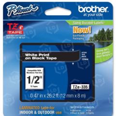 Brother OEM TZe335 White on Black Tape