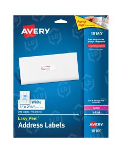 Avery Address Labels 1" x 2.62" - 300 per pack