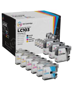 Set of 9 Brother Compatible LC103 HY Ink Cartridges: 3 BK and 2 each of CMY