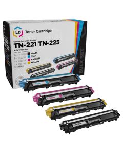 Set of 4 Brother Compatible TN221/TN225 Toners: BCMY