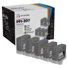 Compatible Canon PFI-307 Set: 1 Each of PFI-307BK Black, PFI-307MBK Matte Black, PFI-307C Cyan, PFI-307M Magenta and PFI-307Y Yellow