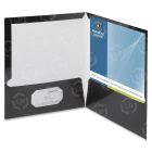 Business Source Two-Pocket Folders with Business Card Holder - 25 per box