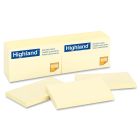 Highland Self-Sticking Note - 12 per pack - Yellow  - 3" x 5"