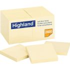 Highland Self Sticking Note - 24 per pack - 3" x 3" - Yellow
