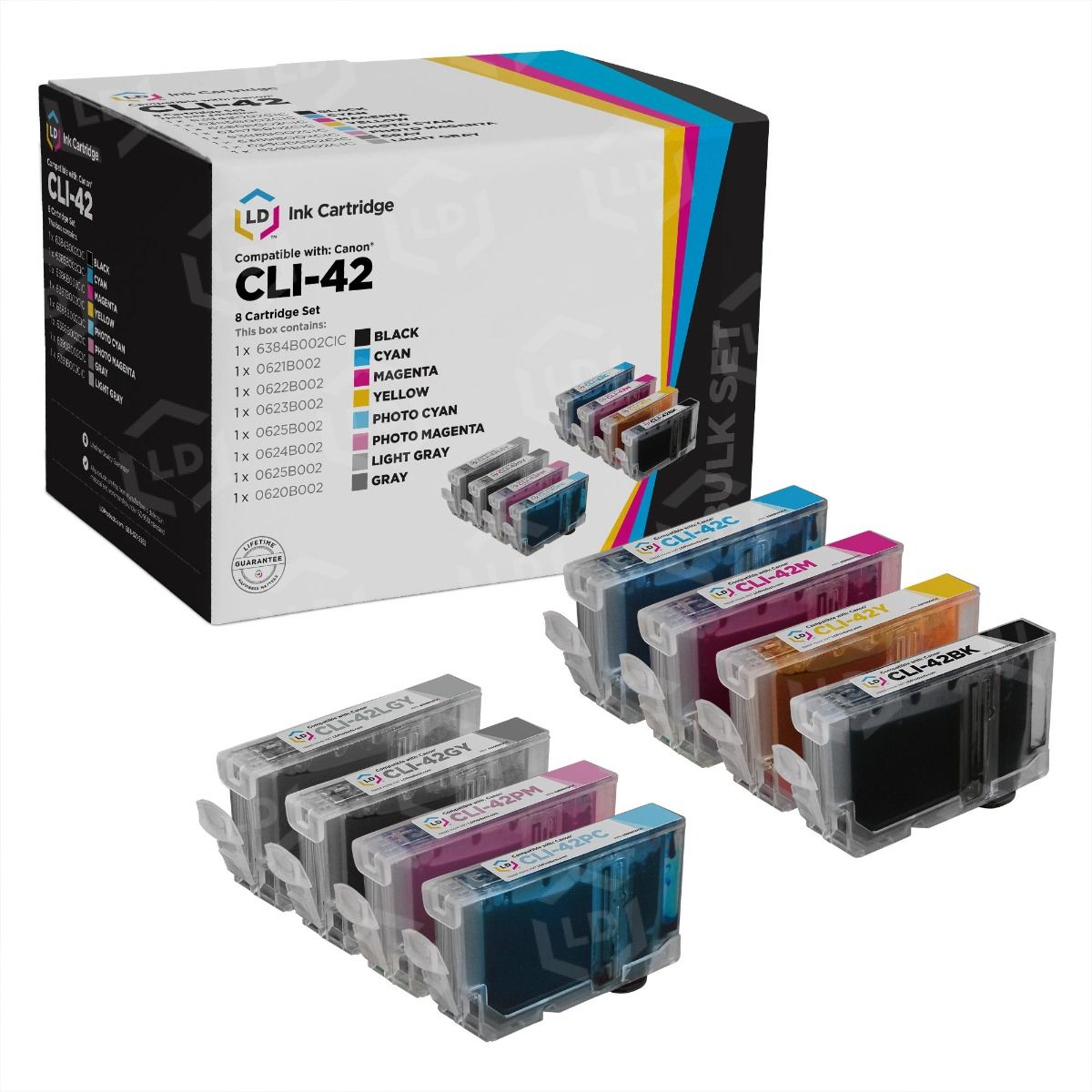 Affordable 8-Cartridge Set For Canon CLI-42 Ink - LD Products