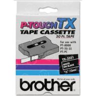 Brother OEM TX-3351 White on Black 1/4" Tape