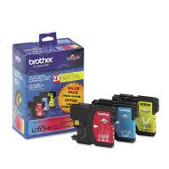 Brother LC65 High-Yield C/M/Y OEM Ink Cartridge 3 Pack, LC653PKS