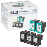 LD Remanufactured Black and Color Ink Cartridges for HP 74 and 75