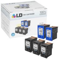 LD Remanufactured Black and Color Ink Cartridges for HP 54 and 22