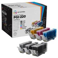 Compatible Canon PGI-220 and CLI-221: 1 Pigment Bk PGI-220 and 1 Each of CLI-221 Bk, C, M, Y, G (Set of Ink)